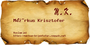 Márkus Krisztofer névjegykártya